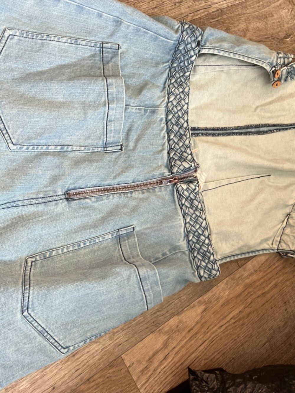 Free People Karina Denim Romper size L - Picture 10 of 15